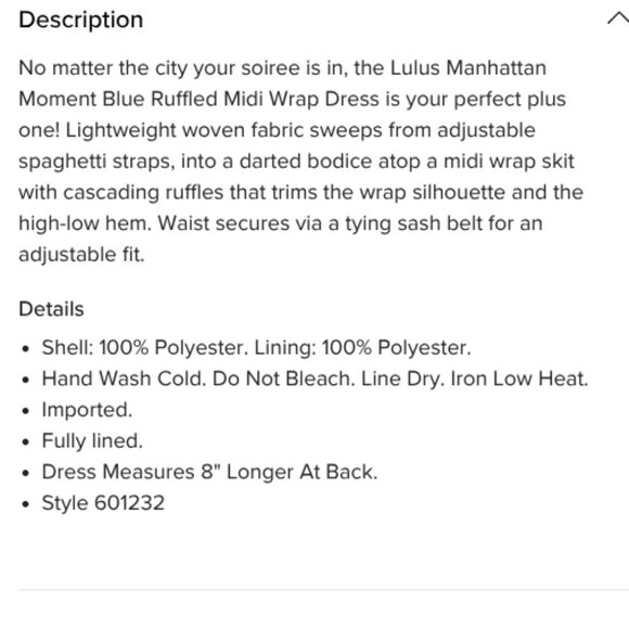 NWT Lulus Manhattan Moment Blue Ruffled Midi Wrap Dress - Picture 7 of 15